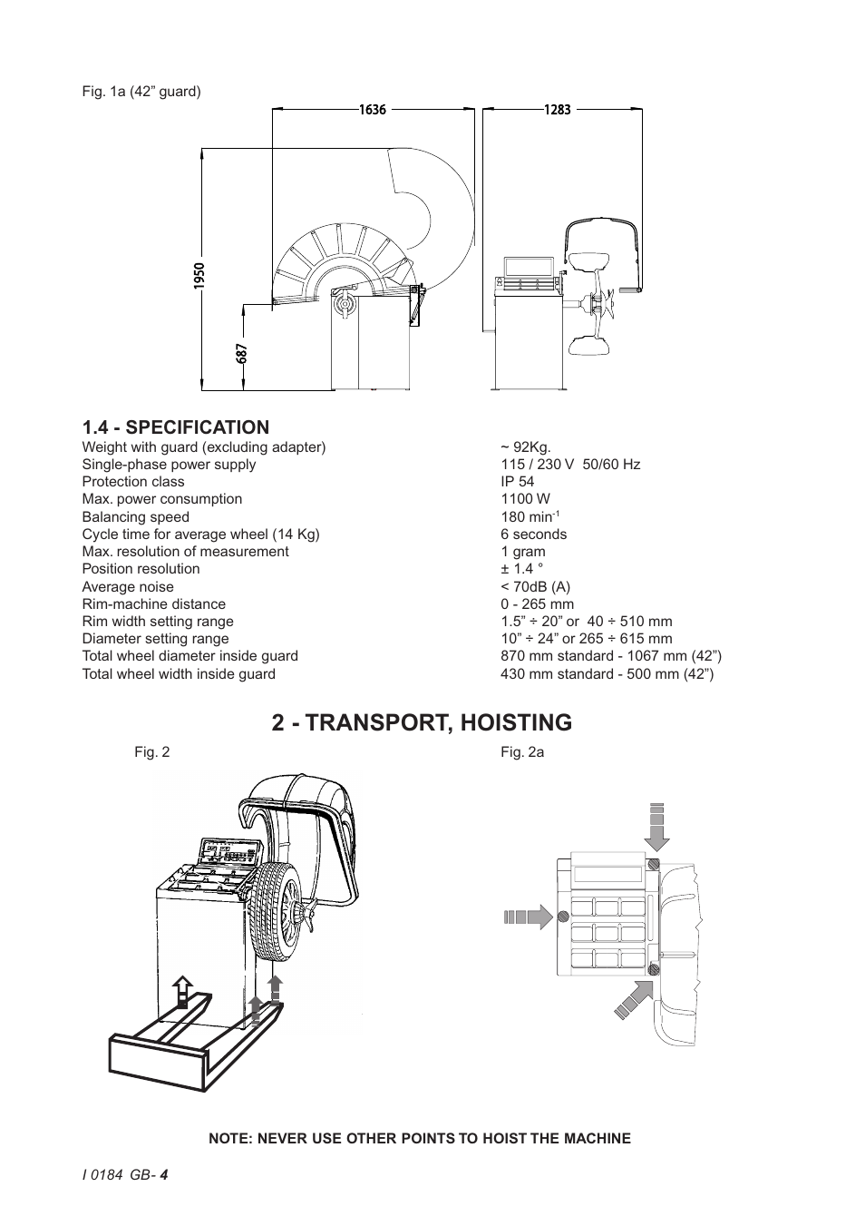 2 - transport, hoisting, 4 - specification | CEMB USA C61 (D) User Manual | Page 4 / 20