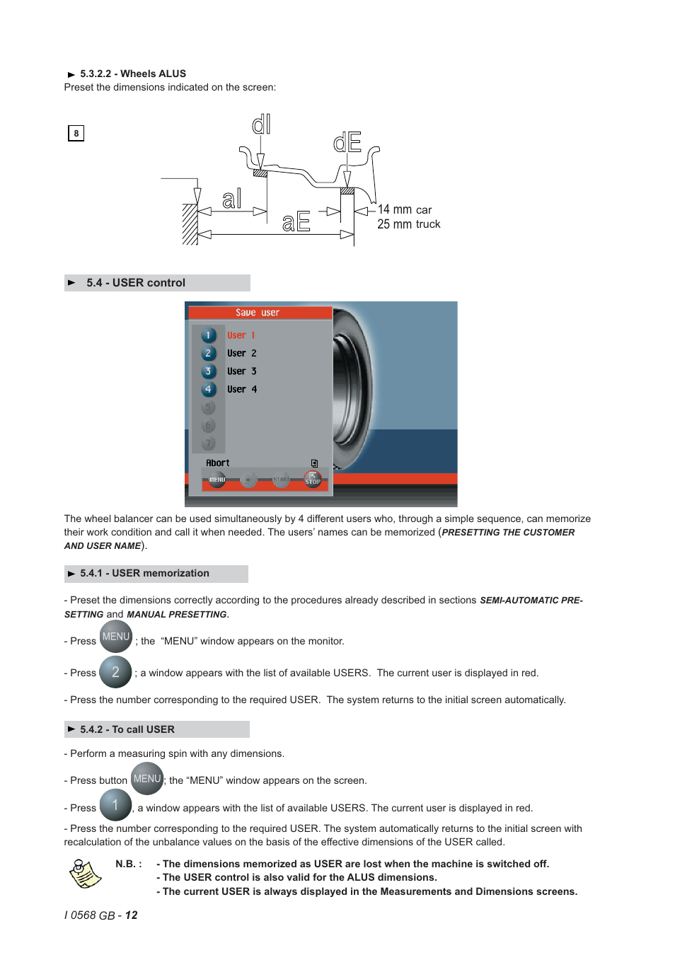 14 mm vettura 25 mm autocarro | CEMB USA C218 (A) User Manual | Page 12 / 23