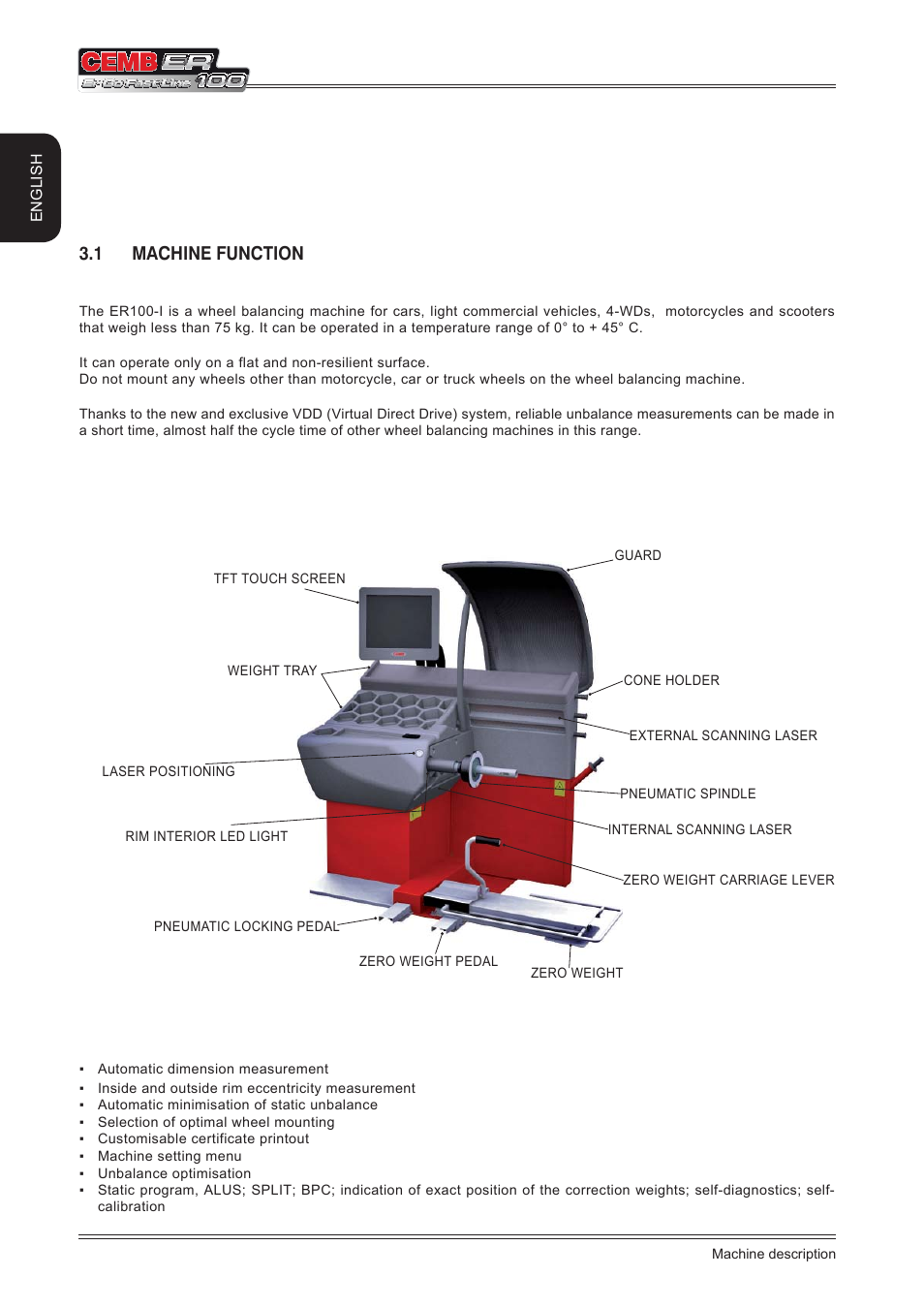 Machine description, 1 machine function | CEMB USA ER100 (A) User Manual | Page 10 / 72