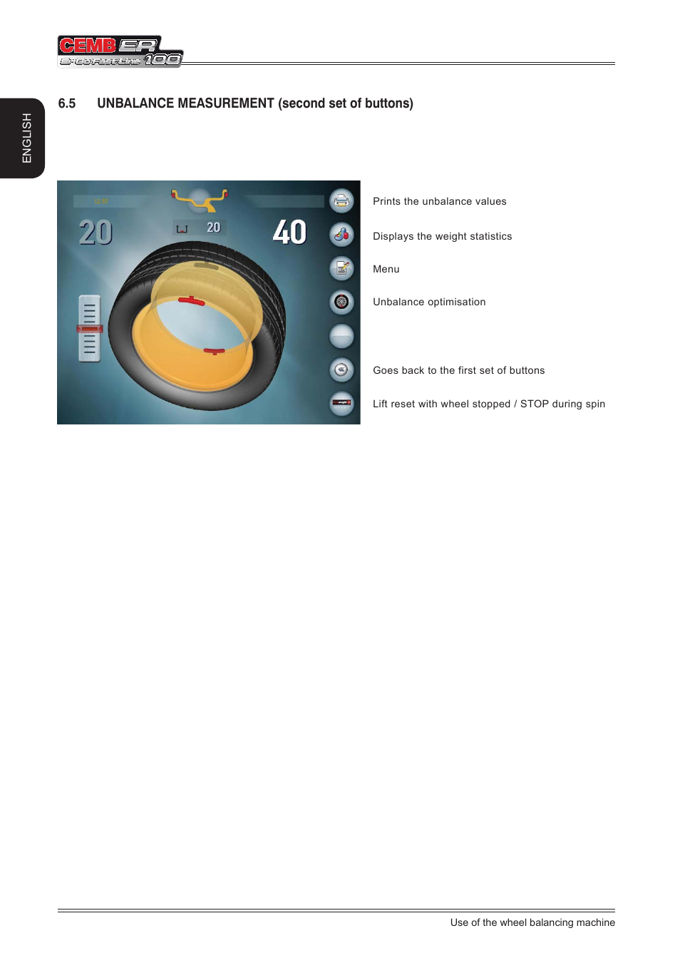 5 unbalance measurement (second set of buttons) | CEMB USA ER100 (A) User Manual | Page 20 / 72