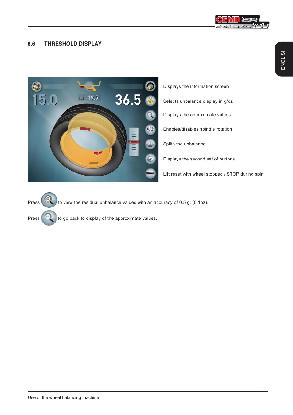 6 threshold display | CEMB USA ER100 (A) User Manual | Page 21 / 72