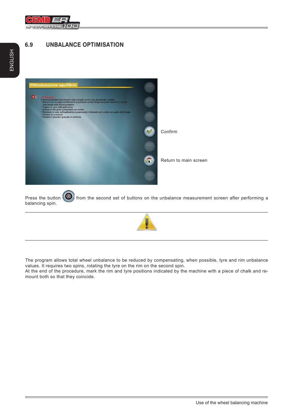 9 unbalance optimisation, English | CEMB USA ER100 (A) User Manual | Page 26 / 72