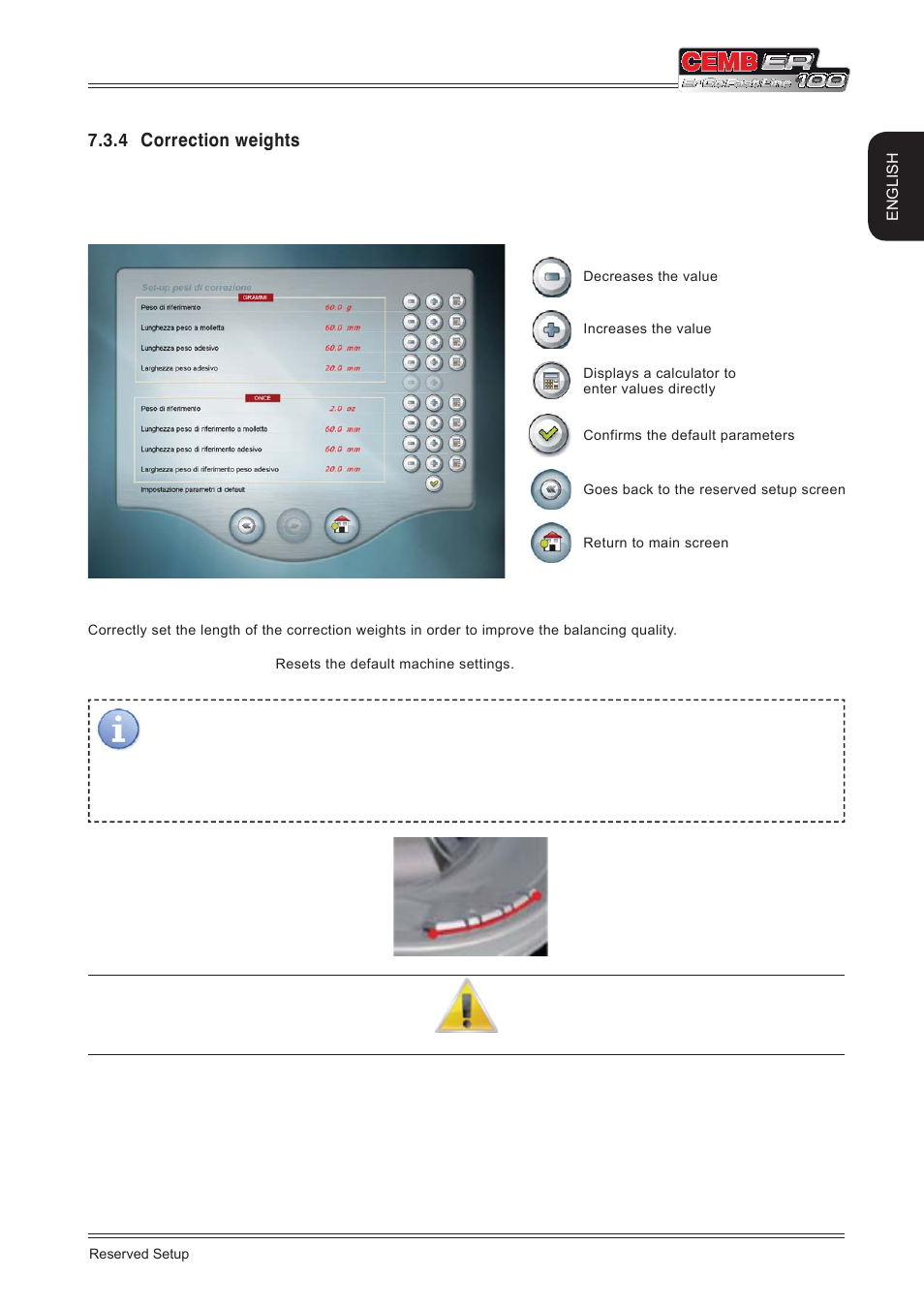 4 correction weights, English | CEMB USA ER100 (A) User Manual | Page 57 / 72