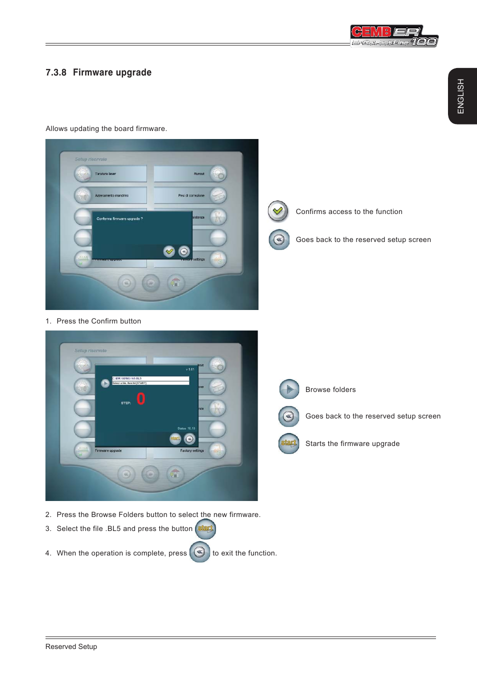 8 firmware upgrade | CEMB USA ER100 (A) User Manual | Page 61 / 72