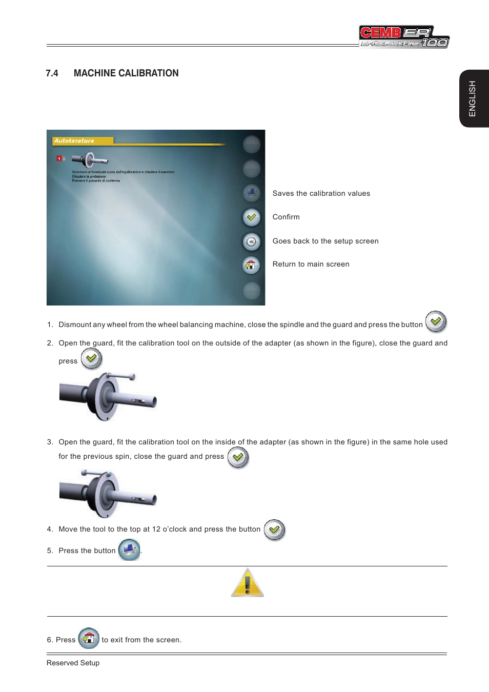 4 machine calibration, English | CEMB USA ER100 (A) User Manual | Page 63 / 72