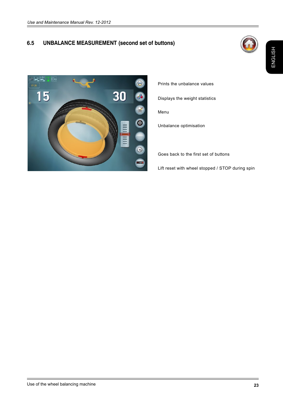 5 unbalance measurement (second set of buttons) 23, 5 unbalance measurement (second set of buttons) | CEMB USA ER100-i (B) User Manual | Page 23 / 86