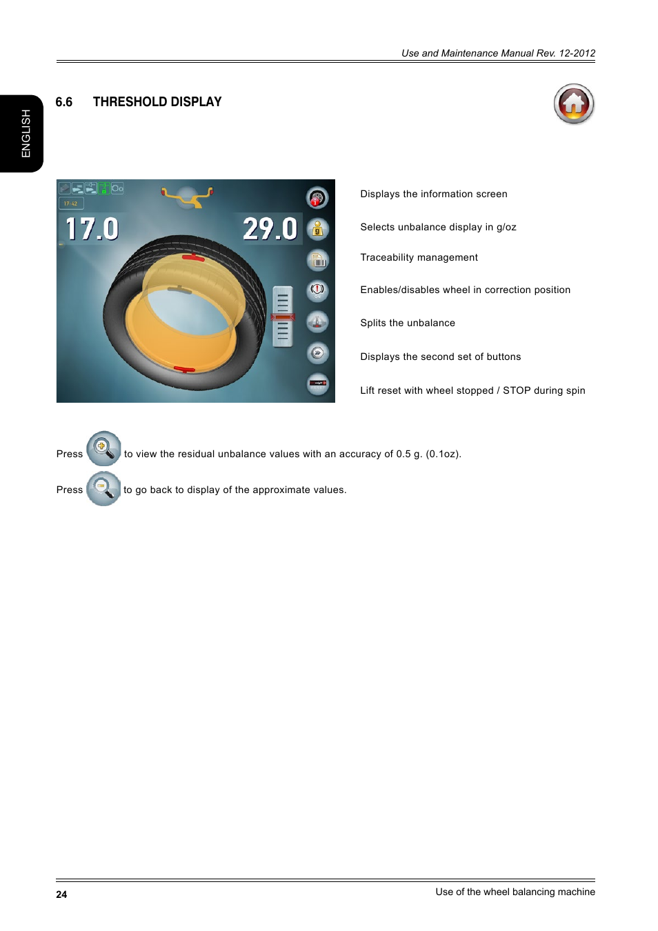 6 threshold display | CEMB USA ER100-i (B) User Manual | Page 24 / 86