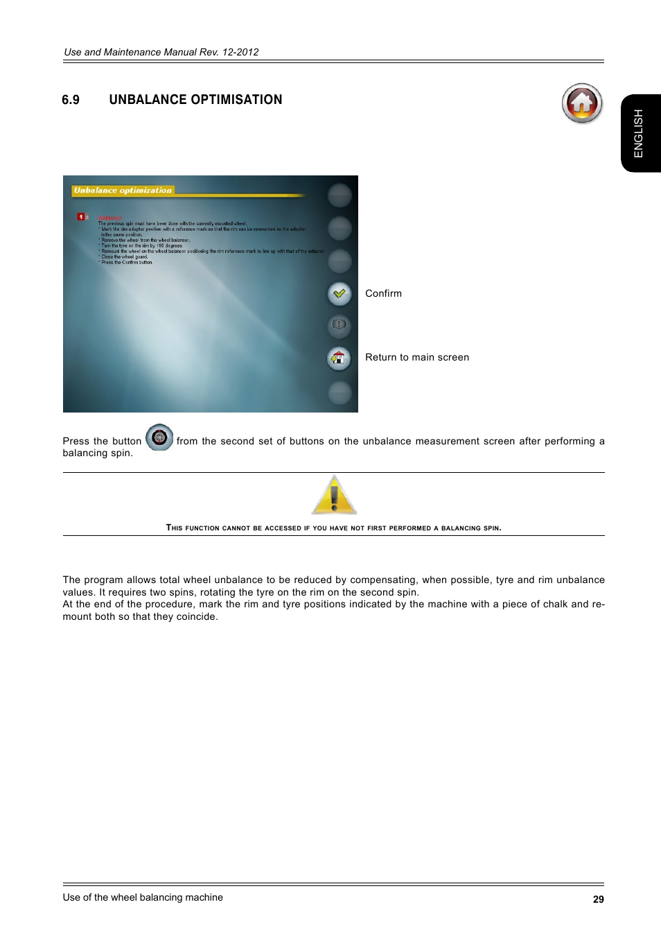 9 unbalance optimisation, English | CEMB USA ER100-i (B) User Manual | Page 29 / 86