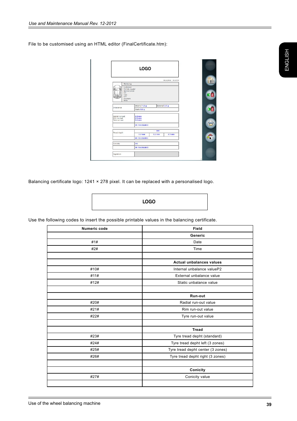 English, Logo | CEMB USA ER100-i (B) User Manual | Page 39 / 86