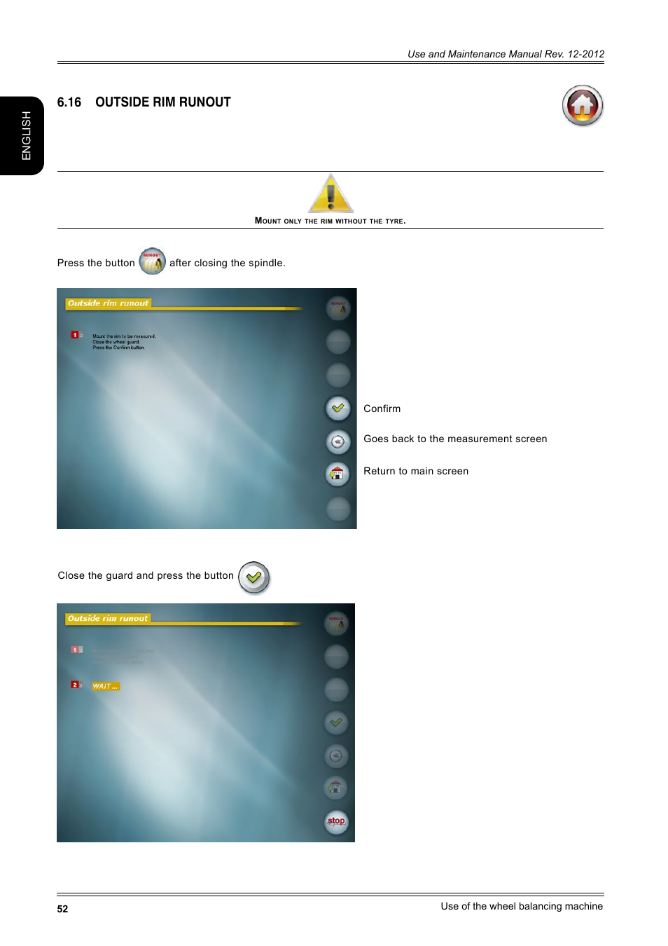 16 outside rim runout, English | CEMB USA ER100-i (B) User Manual | Page 52 / 86
