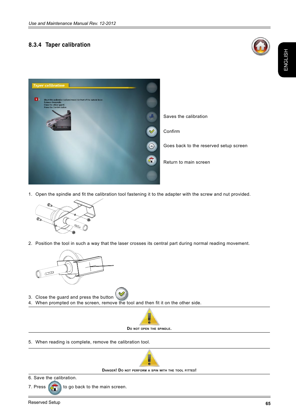 4 taper calibration, English | CEMB USA ER100-i (B) User Manual | Page 65 / 86