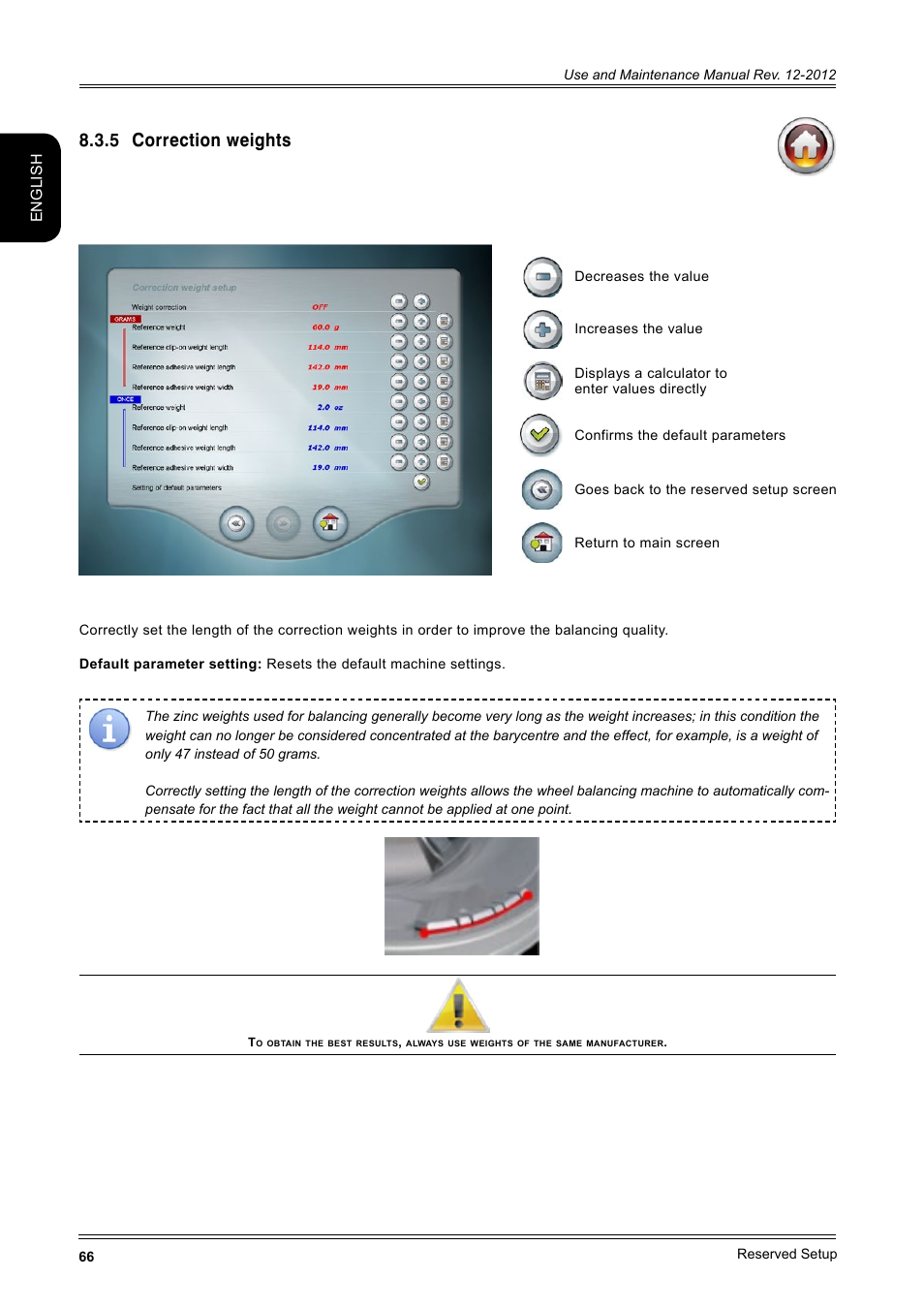 5 correction weights, English | CEMB USA ER100-i (B) User Manual | Page 66 / 86