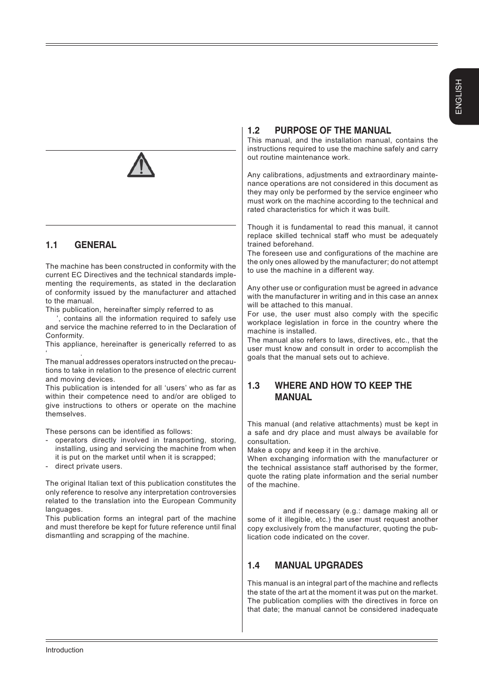 Foreword, 1 general, 2 purpose of the manual | 3 where and how to keep the manual, 4 manual upgrades, English | CEMB USA ER80 (A) User Manual | Page 3 / 24