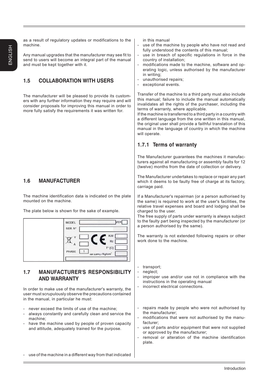 5 collaboration with users, 6 manufacturer, 7 manufacturer's responsibility and warranty | 1 terms of warranty | CEMB USA ER80 (A) User Manual | Page 4 / 24