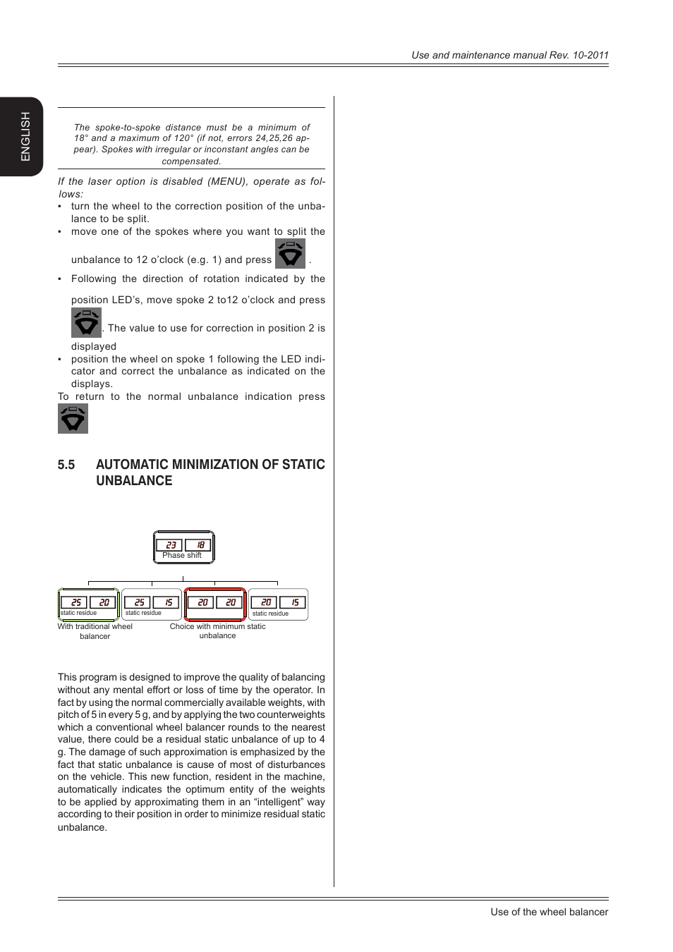 5 automatic minimization of static unbalance, English | CEMB USA ER80 (B) User Manual | Page 14 / 24