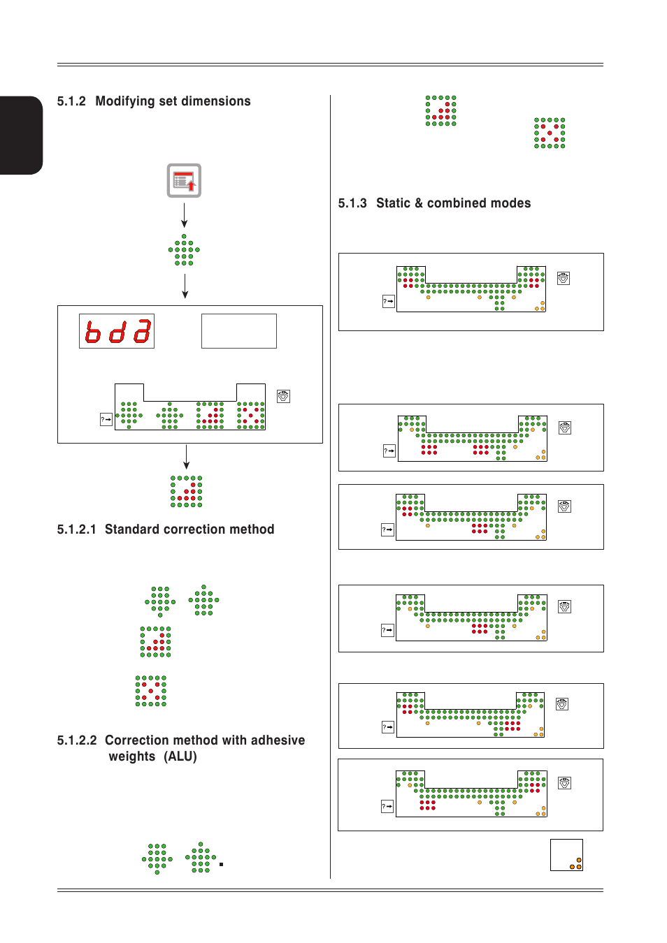 2 modifying set dimensions, 1 standard correction method, 2 correction method with adhesive weights (alu) | 3 static & combined modes | CEMB USA ER80 (C) User Manual | Page 12 / 24