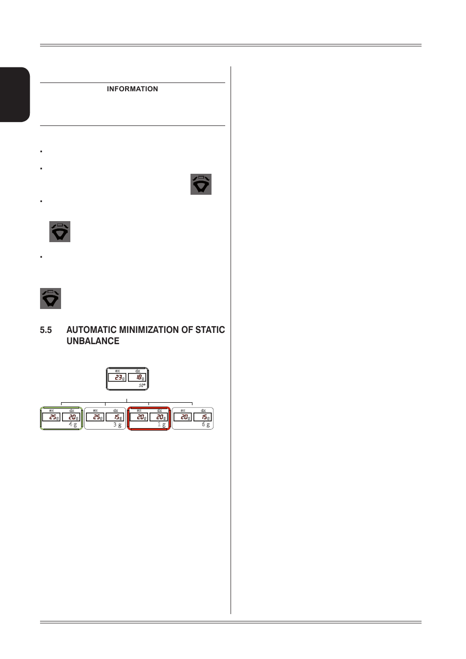 5 automatic minimization of static unbalance, English | CEMB USA ER80 (C) User Manual | Page 14 / 24