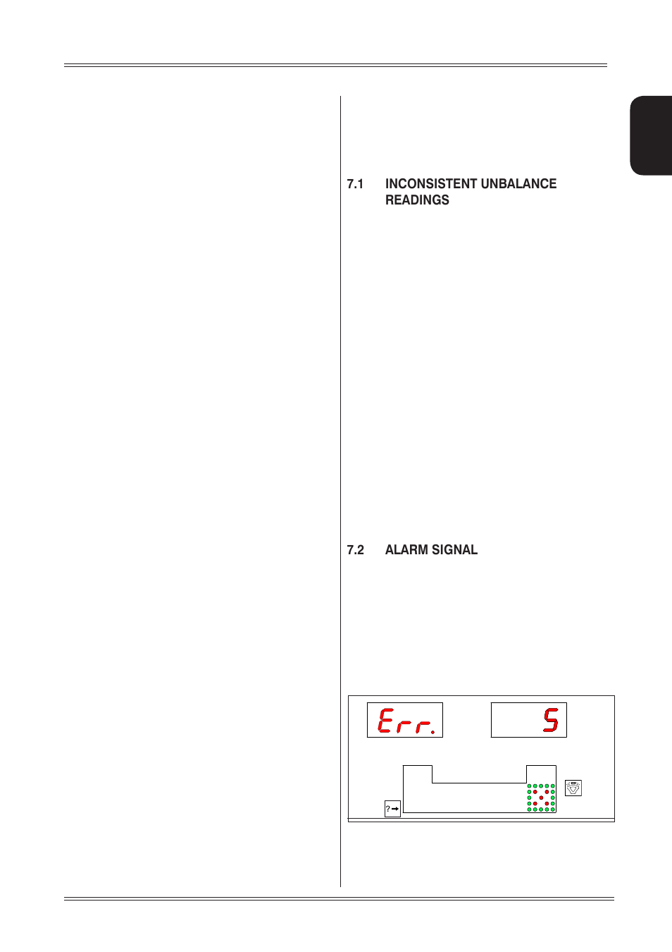 Diagnostics, 1 inconsistent unbalance readings, 2 alarm signal | CEMB USA ER80 (C) User Manual | Page 19 / 24