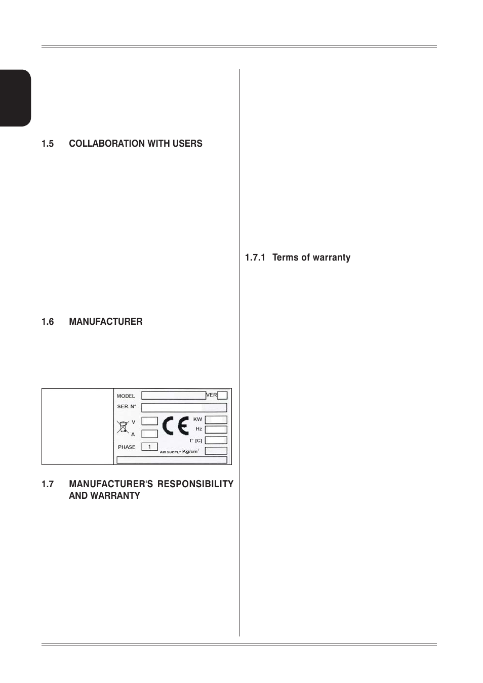 5 collaboration with users, 6 manufacturer, 7 manufacturer's responsibility and warranty | 1 terms of warranty | CEMB USA ER80 (D) User Manual | Page 4 / 24