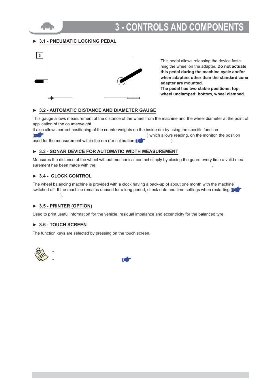 3 - controls and components, 4 - use of the wheel balancer | CEMB USA C88 (B) User Manual | Page 9 / 39