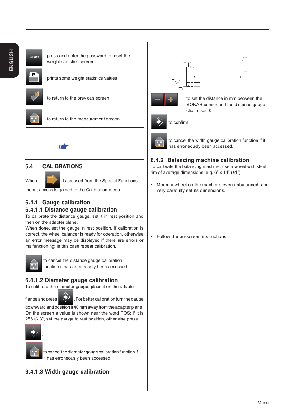 2 balancing machine calibration, 4 calibrations, 2 diameter gauge calibration | 3 width gauge calibration | CEMB USA C88 EVO (C) User Manual | Page 22 / 32