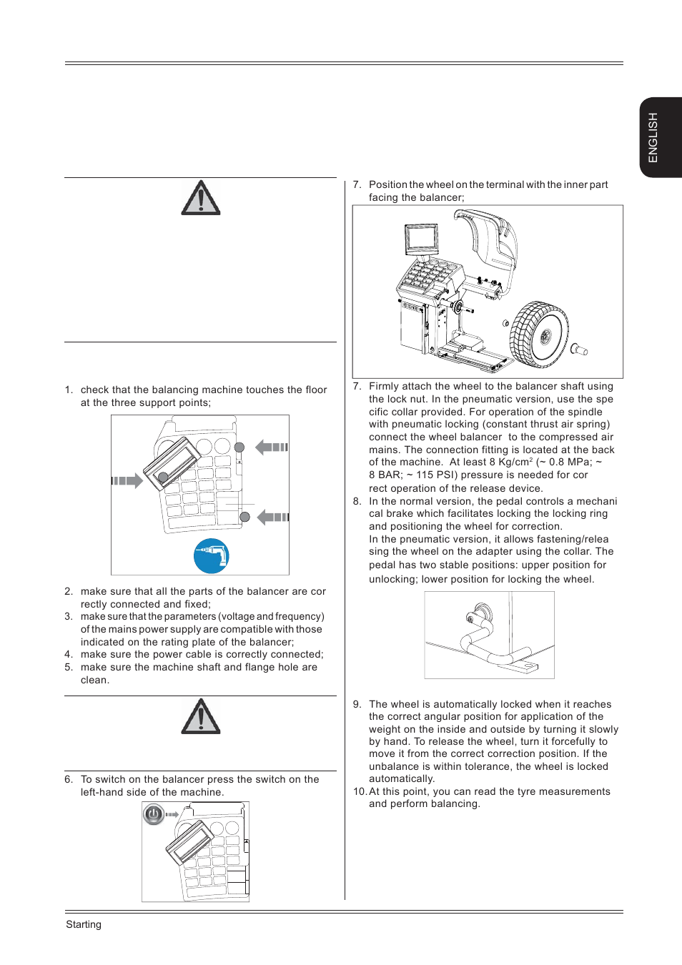 Starting, English | CEMB USA C88 EVO (C) User Manual | Page 7 / 32