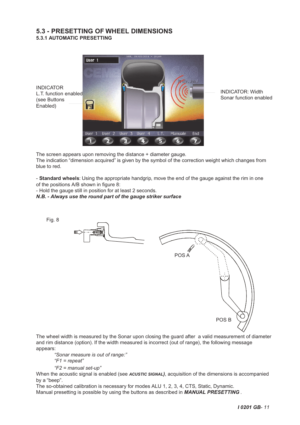 3 - presetting of wheel dimensions | CEMB USA C68SE (B) User Manual | Page 11 / 32