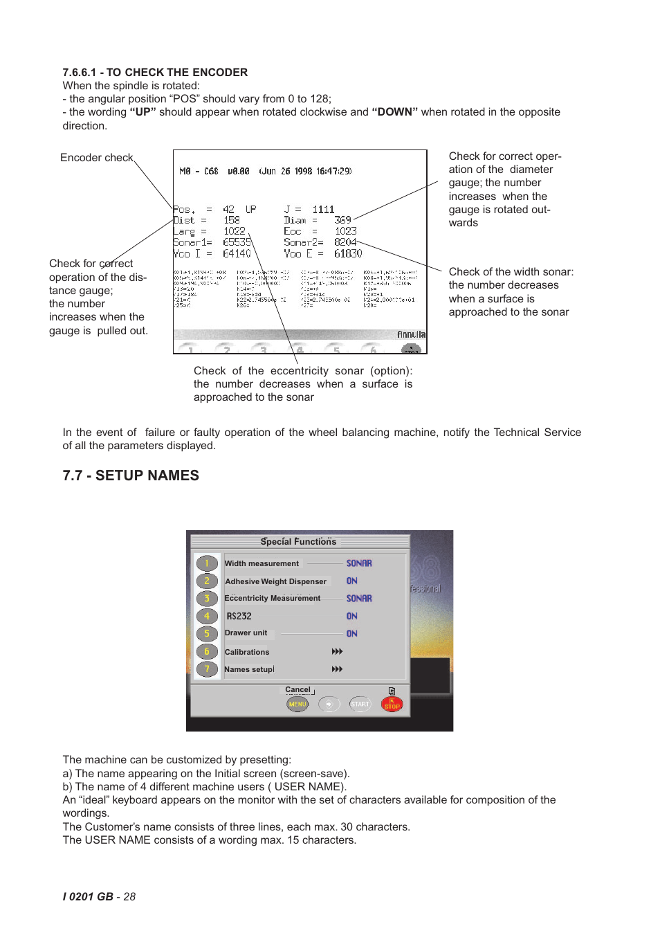 7 - setup names | CEMB USA C68SE (B) User Manual | Page 28 / 32