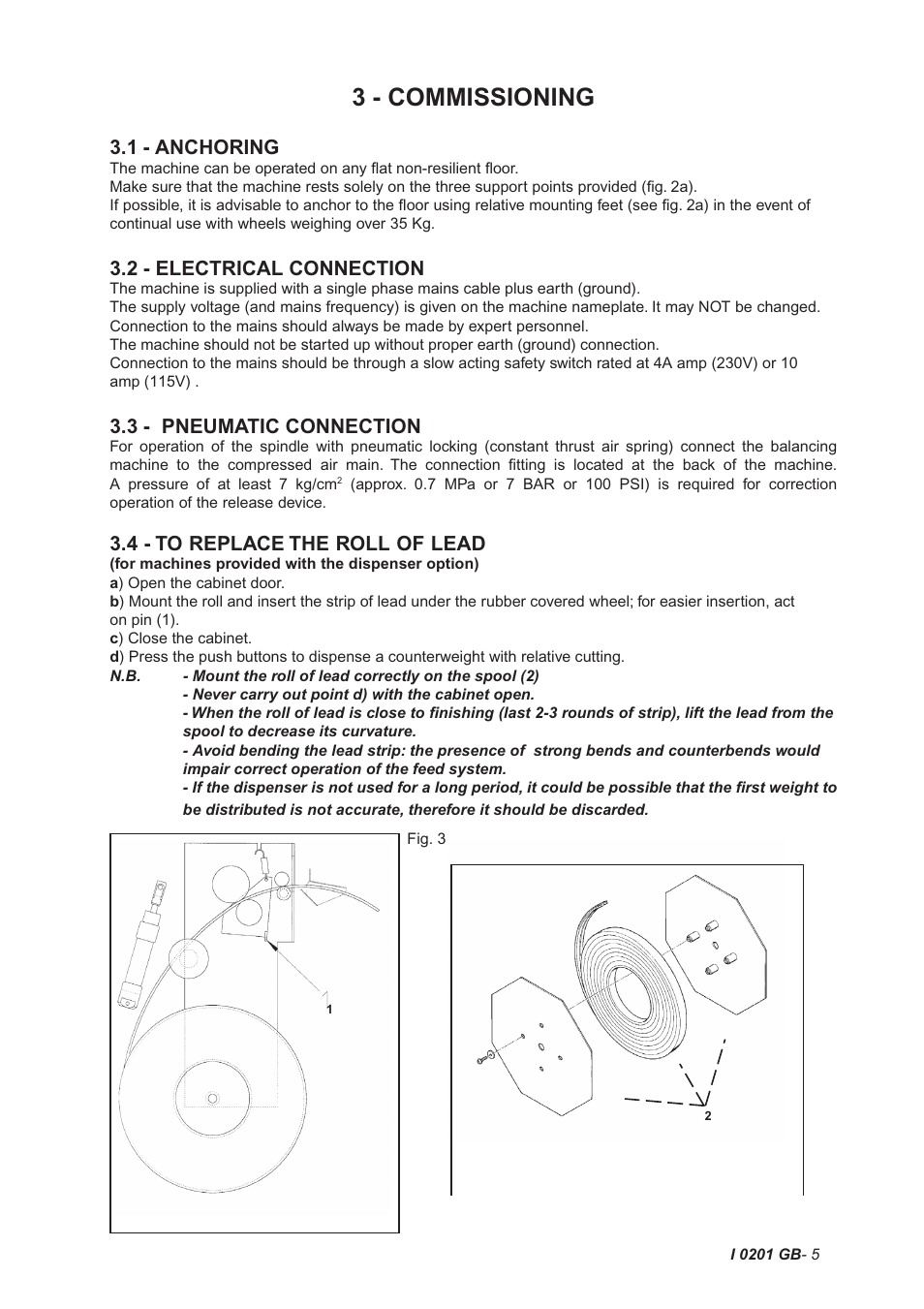 3 - commissioning, 1 - anchoring, 2 - electrical connection | 3 - pneumatic connection, 4 - to replace the roll of lead | CEMB USA C68SE (B) User Manual | Page 5 / 32