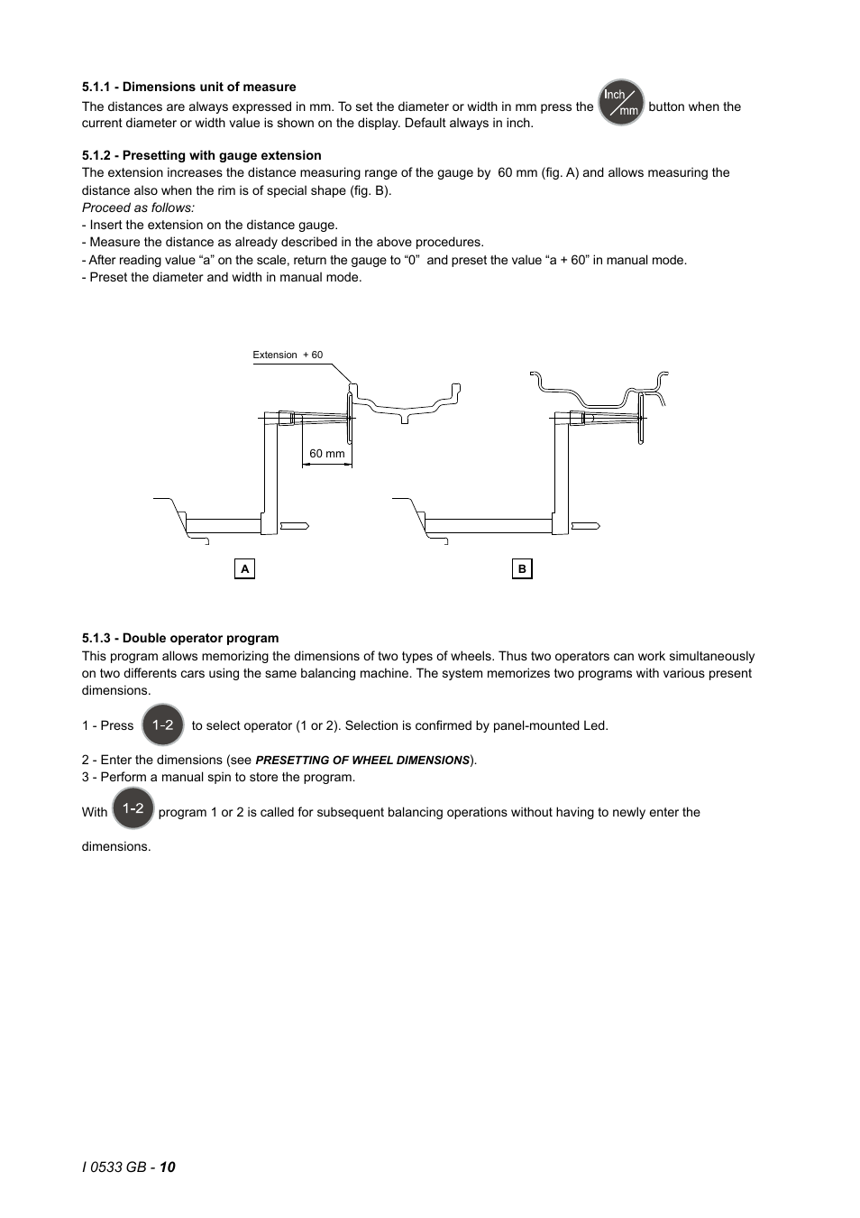 1 - dimensions unit of measure, 2 - presetting with gauge extension, 3 - double operator program | CEMB USA C29_2 (B) User Manual | Page 10 / 16