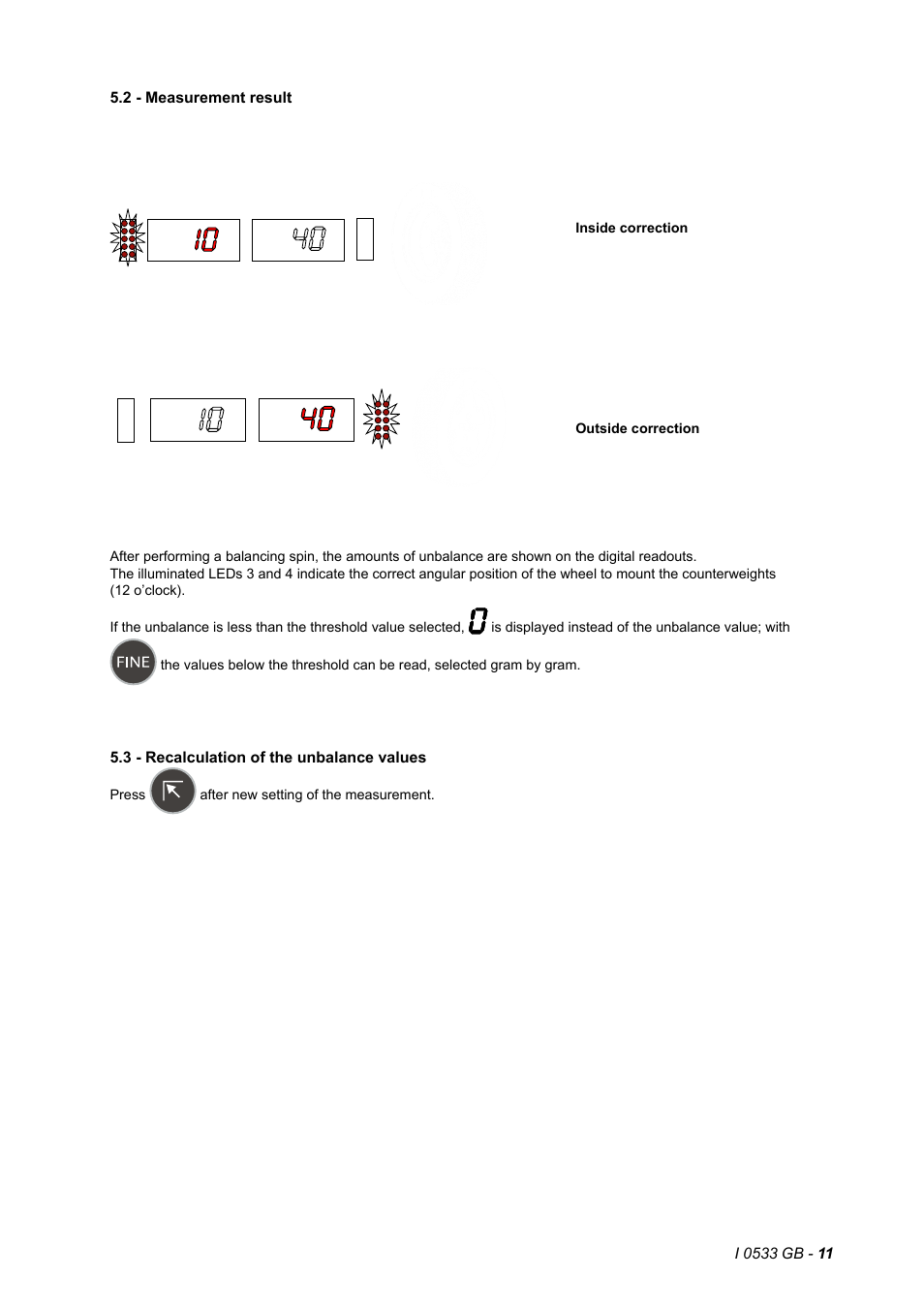 2 - measurement result, 3 - recalculation of the unbalance values | CEMB USA C29_2 (B) User Manual | Page 11 / 16
