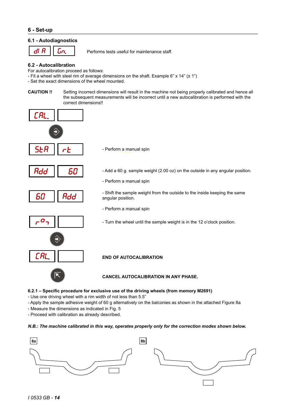 6 - set-up, 1 - autodiagnostics, 2 - autocalibration | CEMB USA C29_2 (B) User Manual | Page 14 / 16