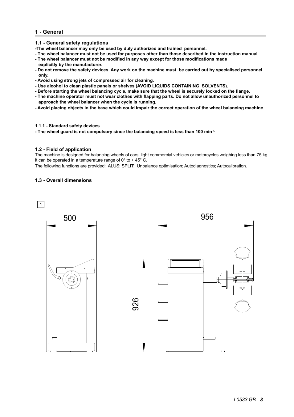 1 - general, 1 - general safety regulations, 1 - standard safety devices | 2 - field of application, 3 - overall dimensions | CEMB USA C29_2 (B) User Manual | Page 3 / 16