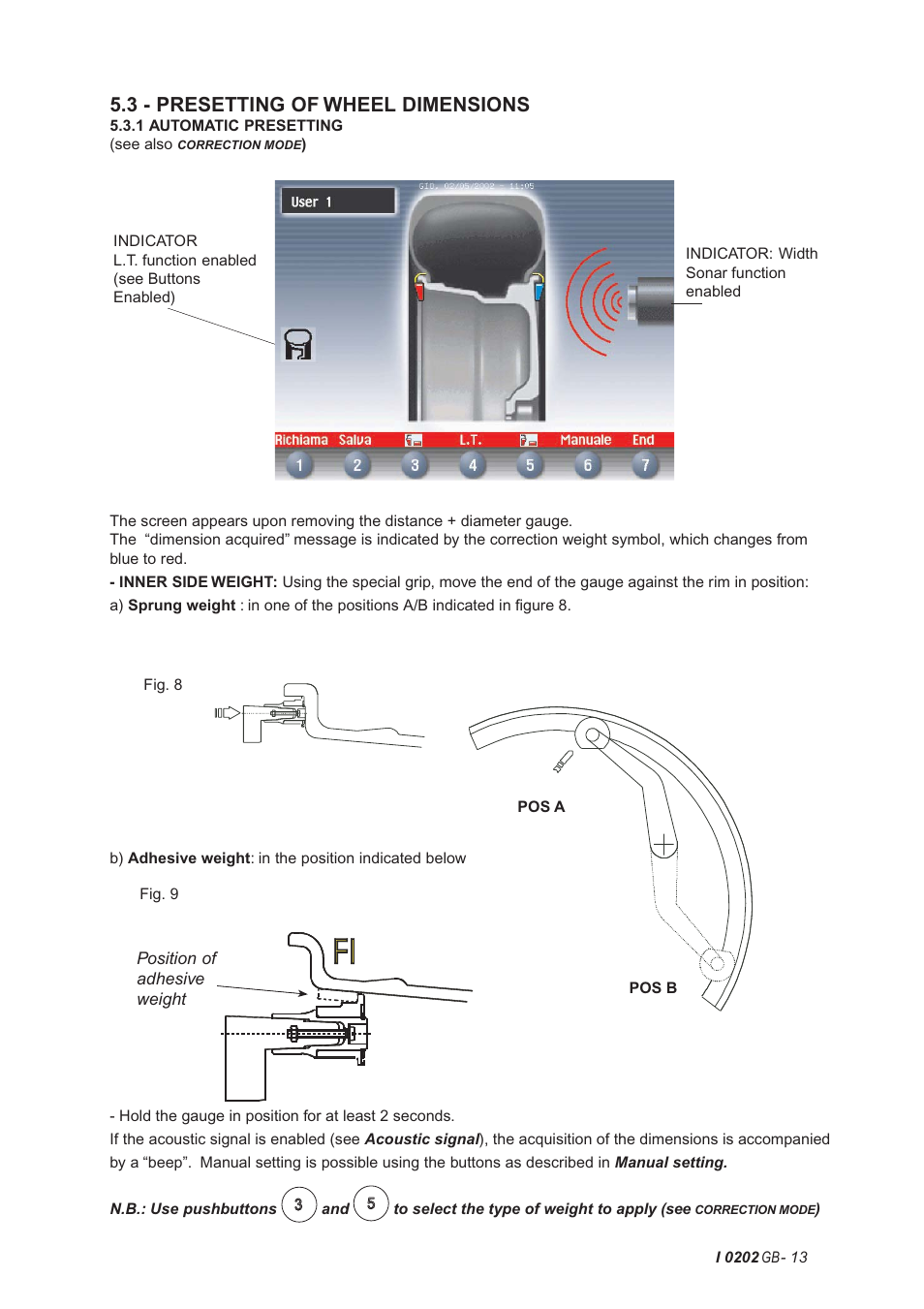 3 - presetting of wheel dimensions | CEMB USA C75 (A) User Manual | Page 13 / 32