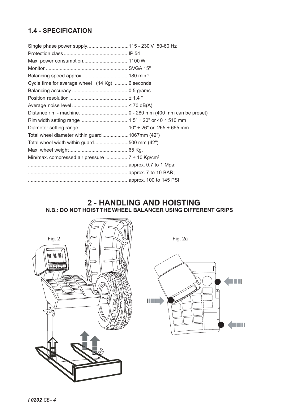 2 - handling and hoisting, 4 - specification | CEMB USA C75 (A) User Manual | Page 4 / 32