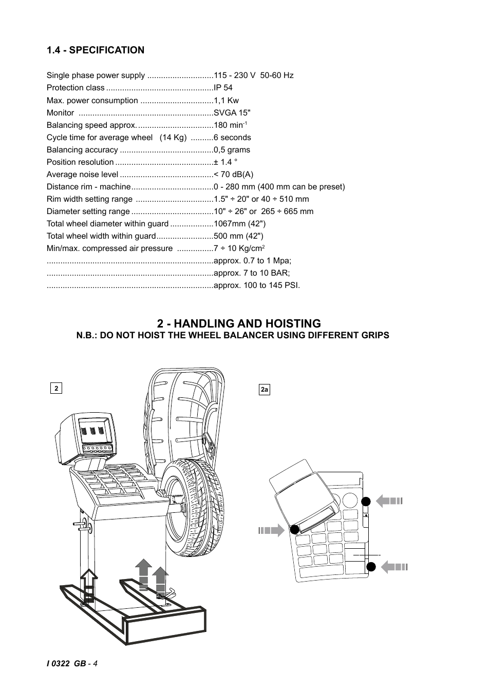 2 - handling and hoisting, 4 - specification | CEMB USA C75SE (C) User Manual | Page 4 / 34