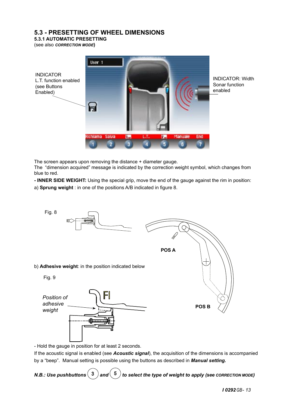 3 - presetting of wheel dimensions | CEMB USA C75SE (B) User Manual | Page 13 / 34