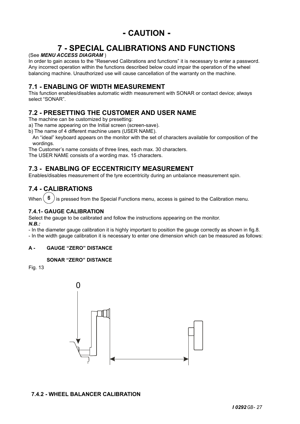 Caution, 7 - special calibrations and functions | CEMB USA C75SE (B) User Manual | Page 27 / 34