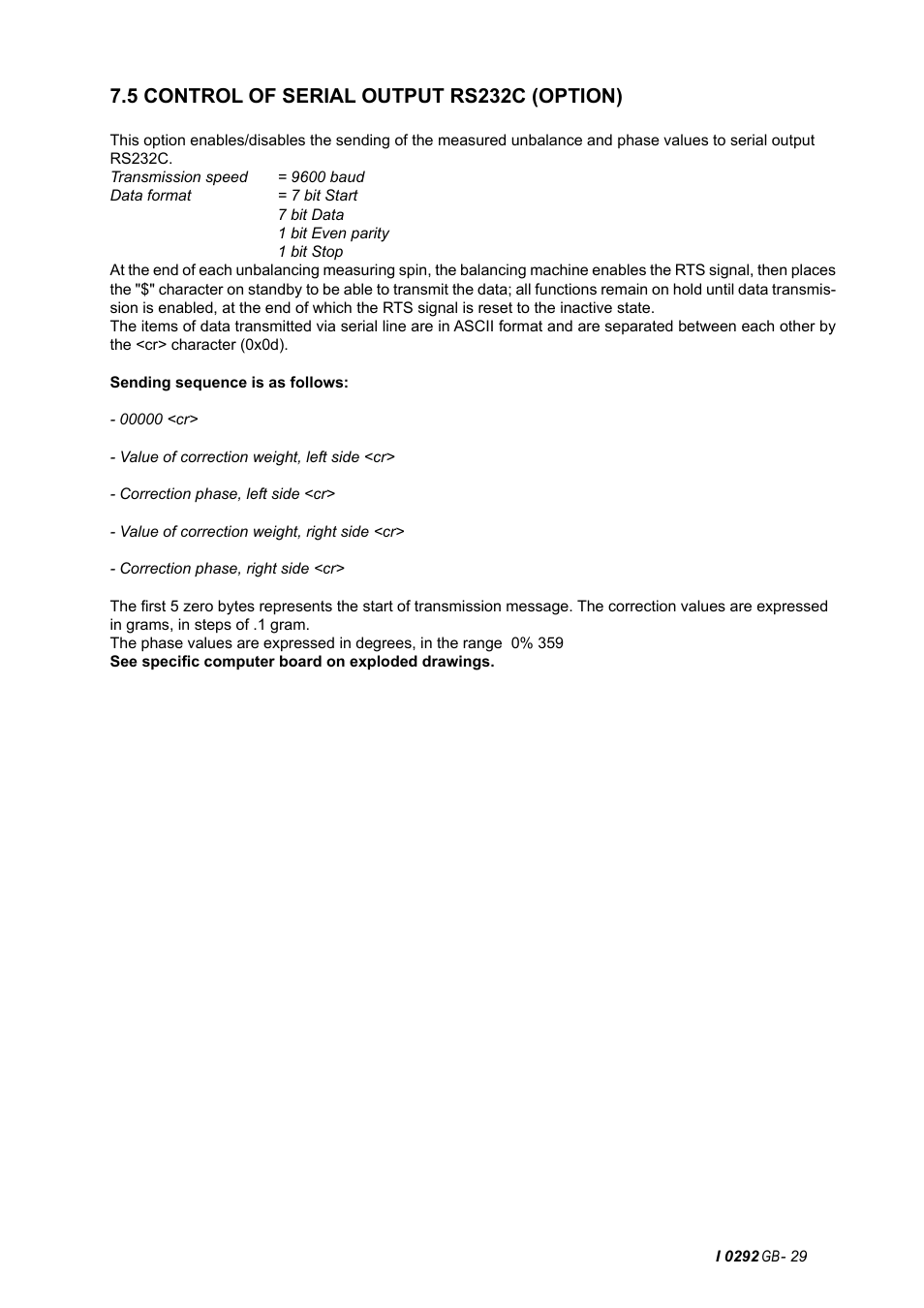 5 control of serial output rs232c (option) | CEMB USA C75SE (B) User Manual | Page 29 / 34