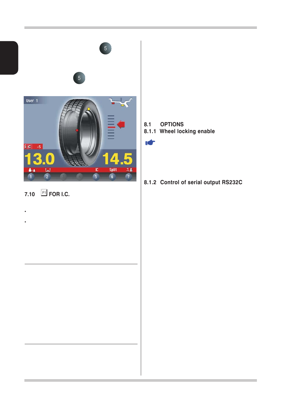 Special calibrations and functions, For i.c, 1 options 8.1.1 wheel locking enable | 2 control of serial output rs232c | CEMB USA C73-L SE (C) User Manual | Page 22 / 28