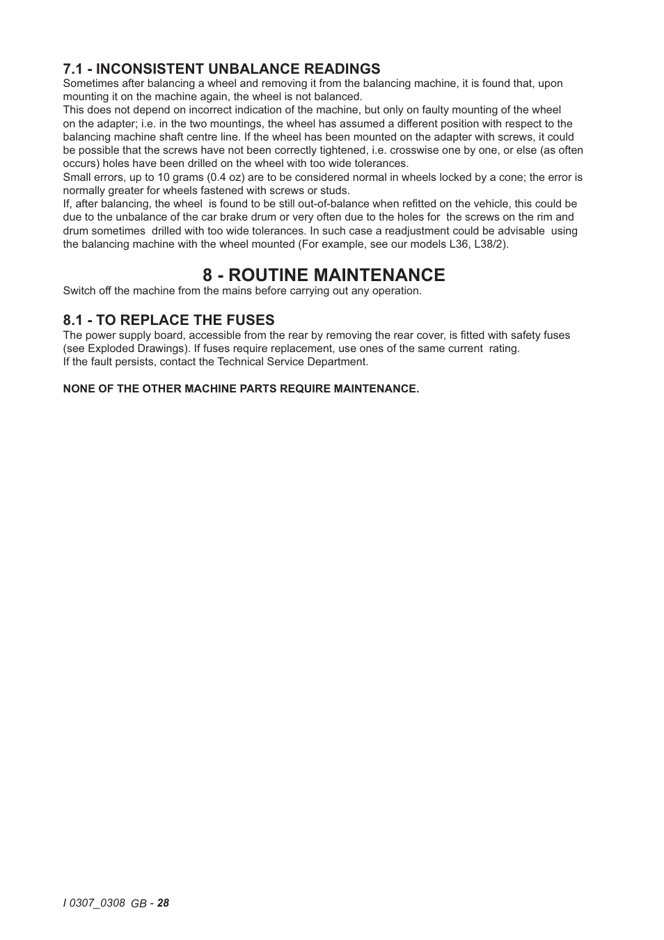 8 - routine maintenance | CEMB USA C72 (B) User Manual | Page 28 / 30