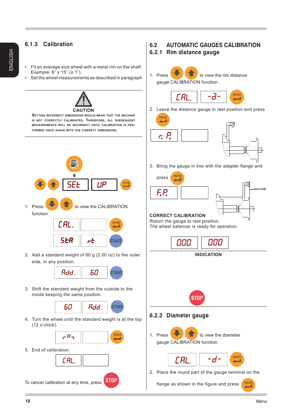 3 calibration, 2 diameter gauge | CEMB USA C72_2SE EVO (B) User Manual | Page 18 / 24