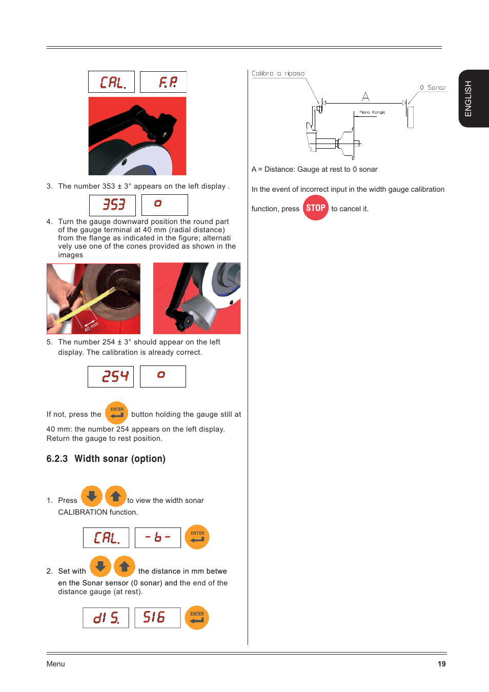 3 width sonar (option) | CEMB USA C72_2SE EVO (B) User Manual | Page 19 / 24