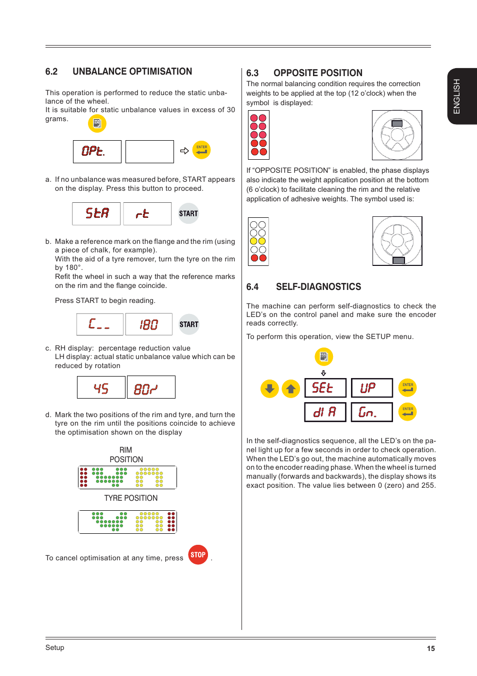 2 unbalance optimisation, 3 opposite position, 4 self-diagnostics | CEMB USA C71_2 evo (E) User Manual | Page 15 / 22