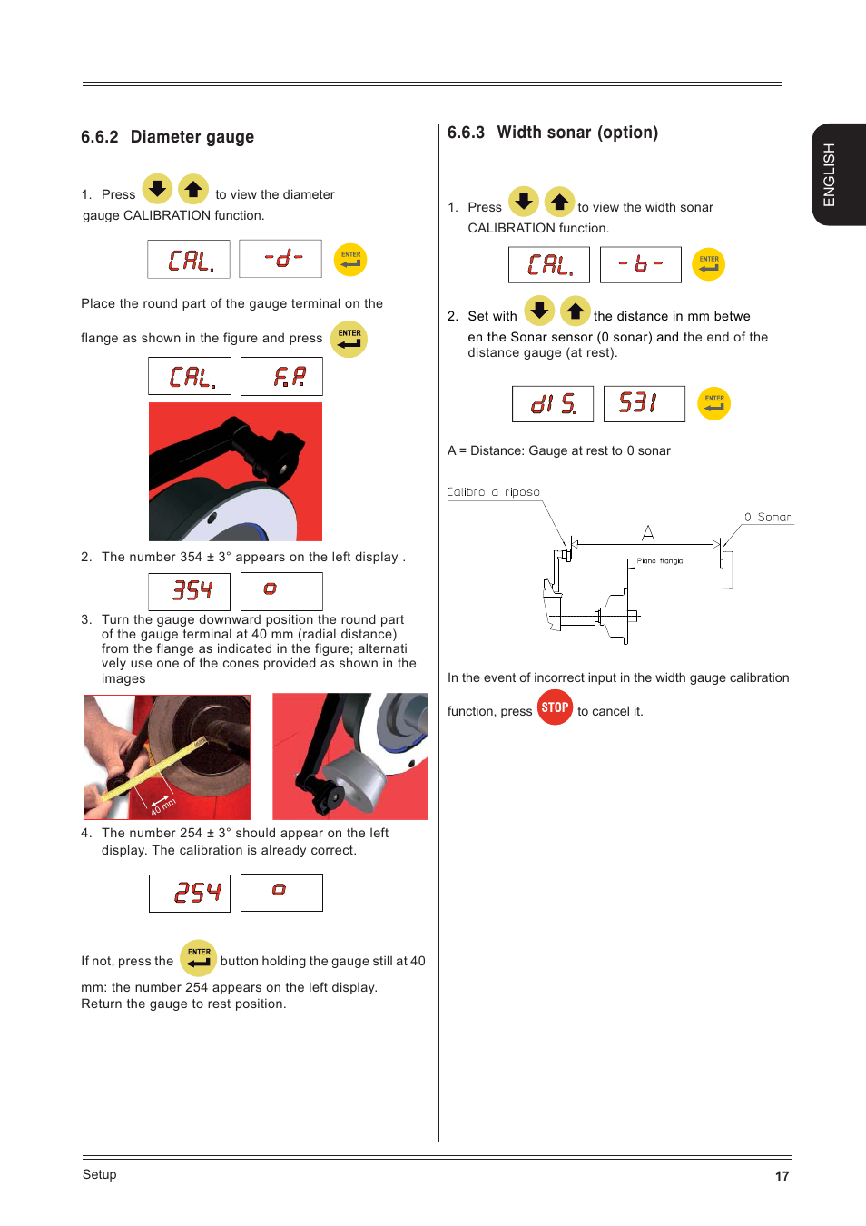 2 diameter gauge, 3 width sonar (option) | CEMB USA C71_2 evo (E) User Manual | Page 17 / 22