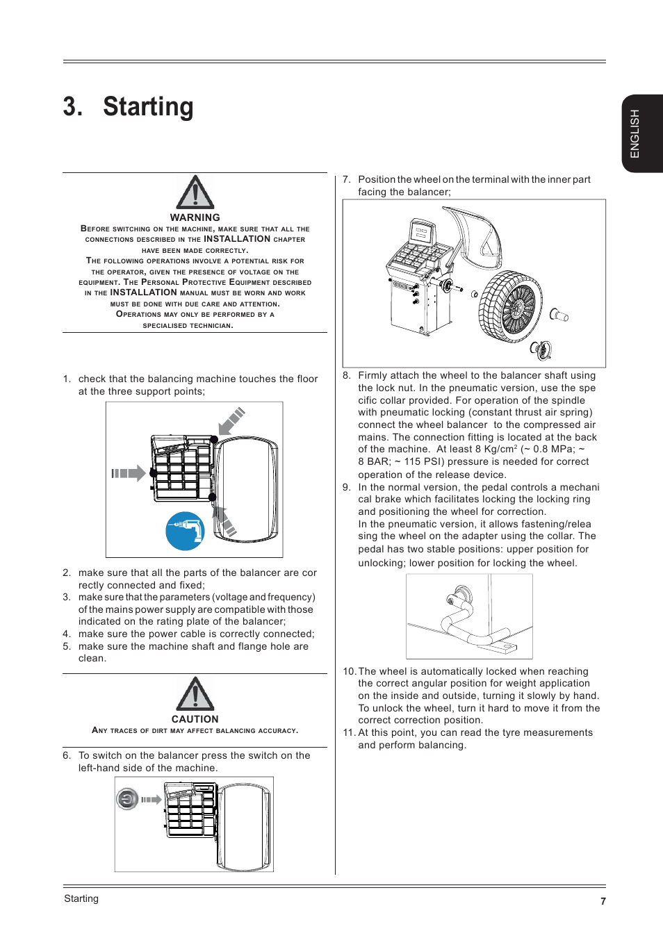 Starting, English | CEMB USA C71_2 evo (E) User Manual | Page 7 / 22