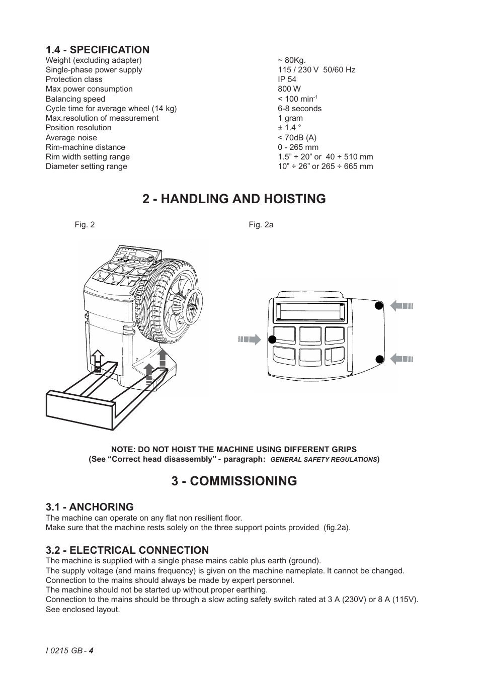 2 - handling and hoisting, 3 - commissioning, 4 - specification | 1 - anchoring, 2 - electrical connection | CEMB USA K10 (D) User Manual | Page 4 / 17