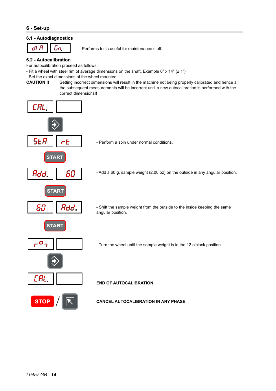 6 - set-up, 1 - autodiagnostics, 2 - autocalibration | CEMB USA K8 (B) User Manual | Page 14 / 16