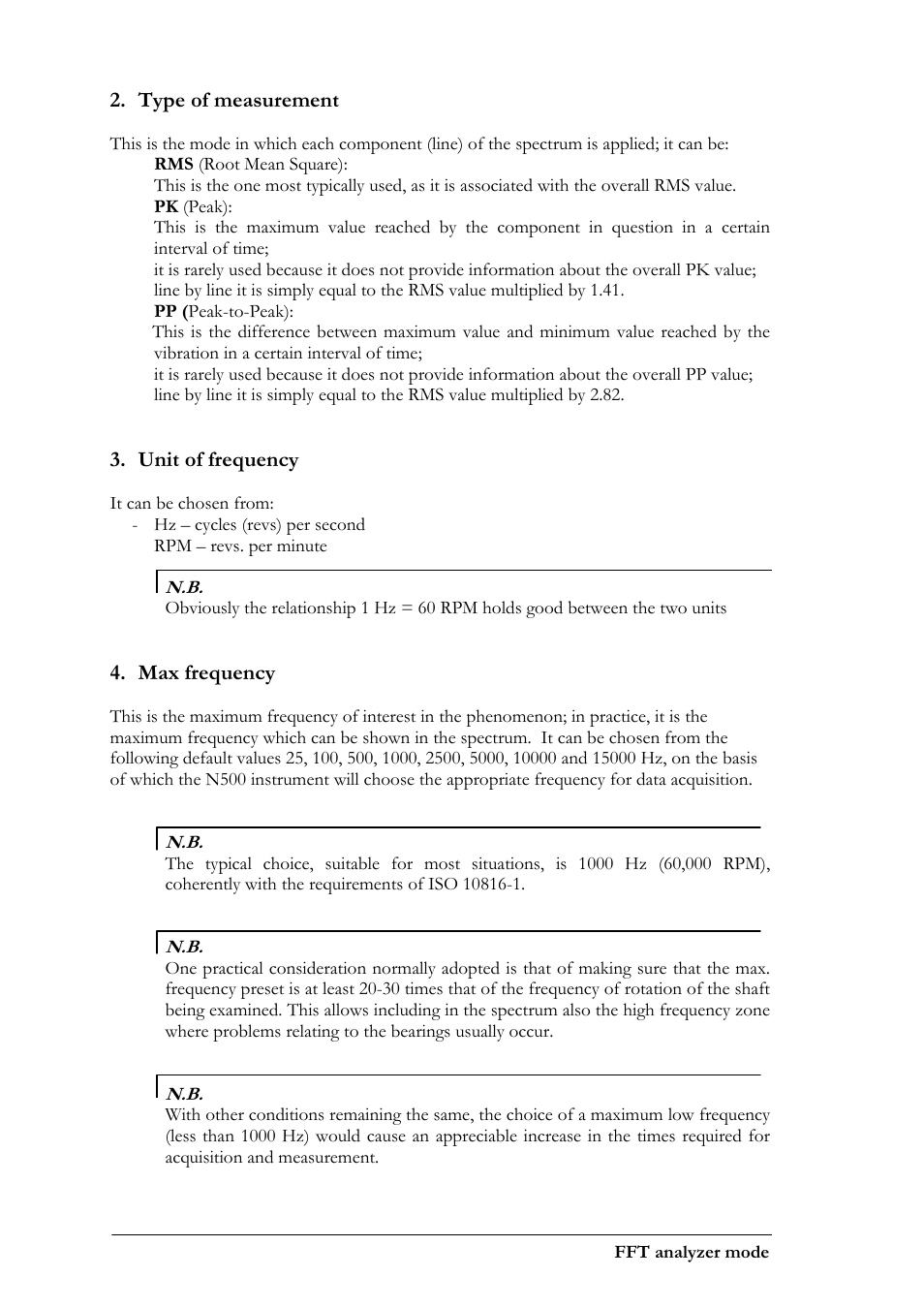 Type of measurement, Unit of frequency, Max frequency | CEMB USA N500 User Manual | Page 34 / 89