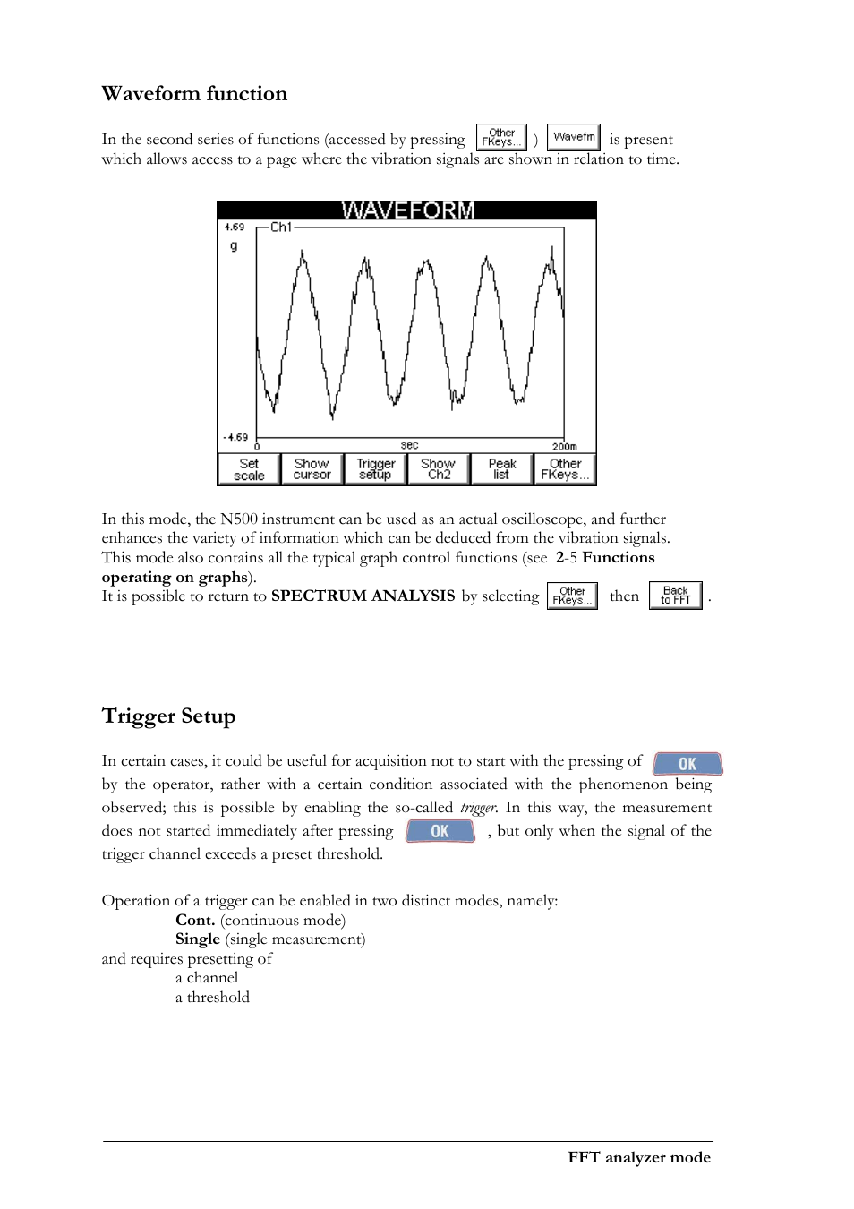 Waveform function, Trigger setup | CEMB USA N500 User Manual | Page 38 / 89